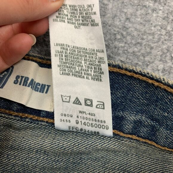 Levis Work Jeans Mens 33 Blue Denim Straight Leg Cotton Mid Rise Pockets 2009 - Picture 7 of 13